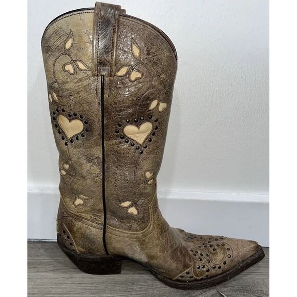 Eight Second Angel Belle Heart Boots Brown Size 7.5 Leather Women's - Picture 7 of 12